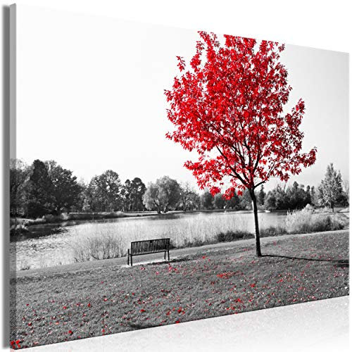 decomonkey Bilder Landschaft 120x80 cm 1 Teilig Leinwandbilder Bild auf Leinwand Vlies Wandbild Kunstdruck Wanddeko Wand Wohnzimmer Wanddekoration Deko Baum