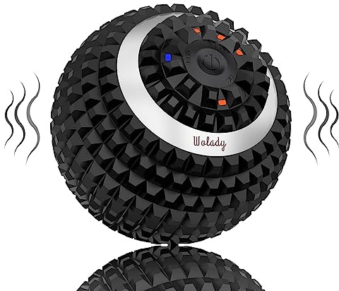 Wolady Vibrating Massage Ball 4-Speed High-Intensity Fitness Yoga Massage Roller, Relieving Muscle Tension Pain & Pressure Massaging Balls (Black)