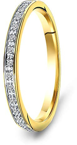MIORE Damen Ring Ewigkeits Ring echtes 9 Karat (375) Gelbgold- Weißgold mit 16 echten Diamanten von 0,05 Karat Brillant Gold Verlobungsring nachhaltiger handgemachter Damen Schmuck