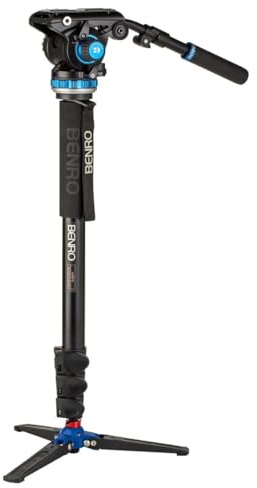 Benro A48F Classic Aluminium Monopod - Flip Lock Legs -S6PRO Head - 3 Leg Base