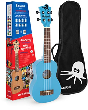 Octopus Academy soprano ukulele in light blue