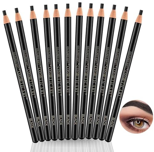 Augenbrauenstift Tattoo Makeup 12 Stück Augenbrauenstift Waterproof für NatüRlich Augen Make-Up,Wasserdicht Langanhaltend Augenbrauen Stift Permanent Eye Brow,Brow Pencil Set For Marking(Schwarz)