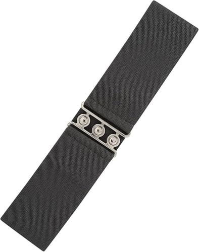 Ro Rox Damen Breiter Elastischer Taillengürtel im Retro Vintage Stil – Stretchgürtel für Kleider, 50er Jahre – Silberne oder Goldene Schnalle - DE 34-54 (Kohlengrau, S)