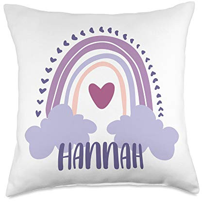 Hannah Personalized Custom Name Rainbow Cute Colorful Throw Pillow