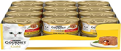 GOURMET Gold Cuore Morbido Cibo Umido per Gatti Adulti con Pollo 24 Lattine da 85g