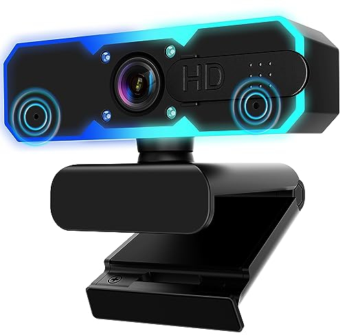 NBPOWER 1080P 60FPS Streaming Camera Webcam with Microphone and Fill RGB Light,Autofocus,Work with Laptop/Desktop Computer/Winsdows/Mac OS/PC Computer for Camera