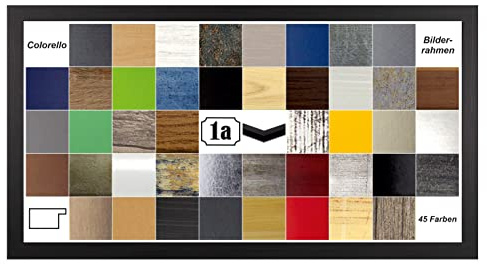Colorello Deluxe Bilderrahmen Posterrahmen 33x98 cm Panorama und Quadrat Formate Schwarz Gemasert Antireflex Kunstglas