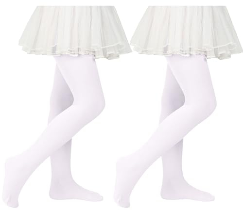 Century Star 2 Paar Mädchen Strumpfhose für Baby - Ballettstrumpfhose Mädchen zwei Paar weiß 3-6 Jahre
