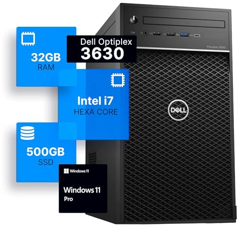 Dell Precision 3630 Tower Desktop Computer | Intel i7-8700 (3.4) | 32GB DDR4 RAM | 500GB SSD Solid State | Windows 11 Professional | Home or Office PC (Renewed)