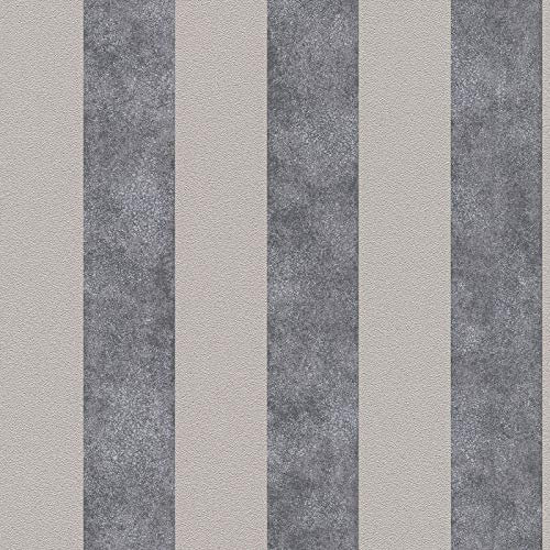 BRICOFLOR Papier peint salon rayures gris Tapisserie grise à rayures pour chambre Papier peint intissé moderne cuisine et couloir