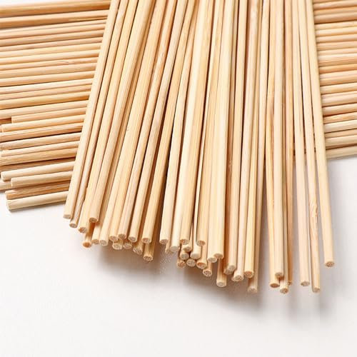 SWoob 100pcs Wooden Sticks Dowels 300 * 3 mm Craft Pins Rods DIY Stick for Model Making, Home Decoration and Crafts