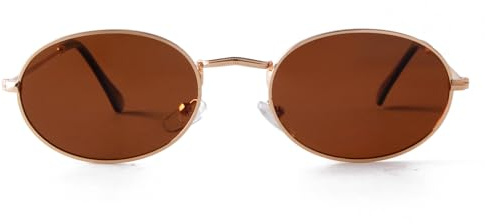 Laurinny Retro Oval Sonnenbrille für Damen Herren 90er Vintage Ovale Hippie Brille für Männer Frauen Metallrahmen Runde Sonnenbrillen