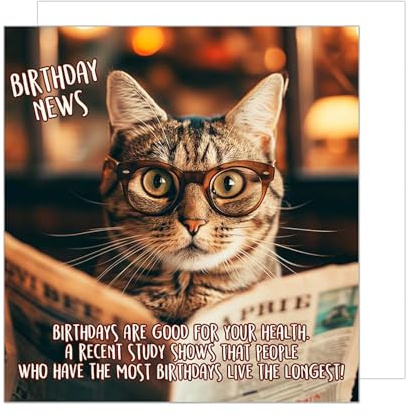 Edition Seidel Premium quadratische Geburtstagskarte mit Umschlag. Glückwunschkarte Happy Birthday Billet Tier Karte Kinder Mann Frau Coole Katze Humor Lustig (GQ151 SW024)