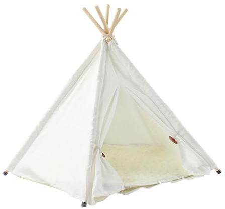 Xafrstyu Tipi Zelt für Haustiere, Haustier Zelte Häuser, Abnehmbar Und Waschbar Haustierbett, Pet Tipi Mit Kissen für Mittelgroße Hunde, Katzen, Haustierzelt, Hundehütte