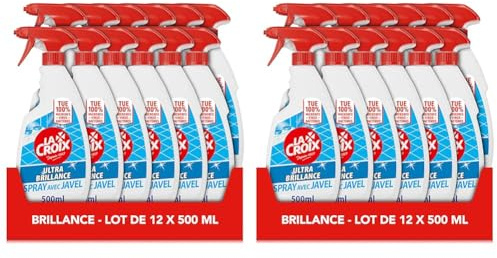 Nettoyant Ménager La Croix salle de bain Spray Désinfectant Ultra brillance Javel - 500ml - lot de 24