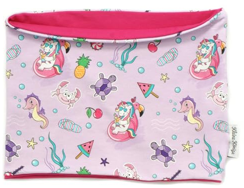 Kleine Könige Loop Schal Kinder Mädchen bis 10 Jahre · Modell Sommer Einhorn Unicornparty lila, pink · Ökotex 100 zertifiziert · Made in Germany