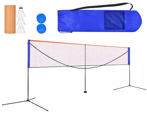 Badminton-Netzständer, 6 m/20 Fuß, freistehendes Badminton-Netz und Ständer – höhenverstellbar, Leichter, tragbarer, Faltbarer Tennisball-Spielrahmenpfosten, inklusive Tasche