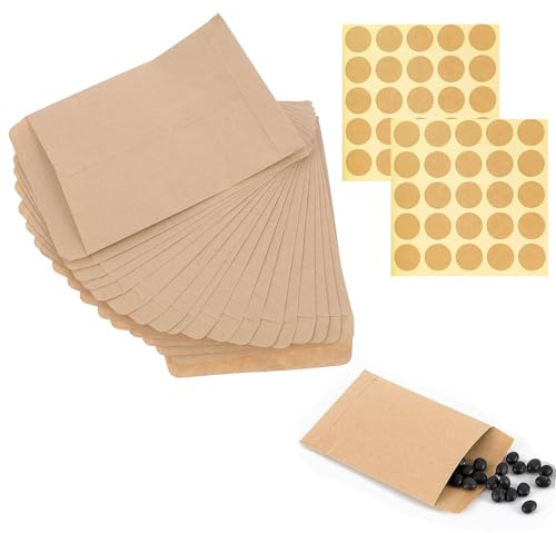 Samentütchen, 100 Stück Papiertüten Klein Braun, 6x10cm Saatgut Aufbewahrung, Mini Kraftpapier Tüten zum Befüllen Verpackungstüten Umschläge Geschenktüten Bonbons Süßigkeiten Adventskalender
