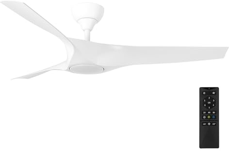 NORHES Nevaly Ventilador Techo Blanco. Luz Led 24W 3 Tonos. Motor DC. 3 Aspas ABS Ø132cm. Verano/Invierno. 6 Velocidades. Control Remoto Temporizador. Bajo Consumo Silencioso. Brisa Natural