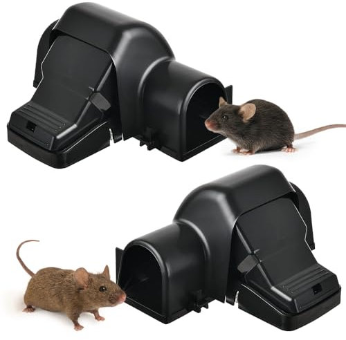 Hojalis Rat Traps, 2Pcs Rat Traps That Kill Instantly, Humane Mouse Traps, Rat Killer, Rat Deterrent, Rat Catcher for Effective Rodent Control, Reusable Mouse Traps for Indoors Outdoors Garden Garage