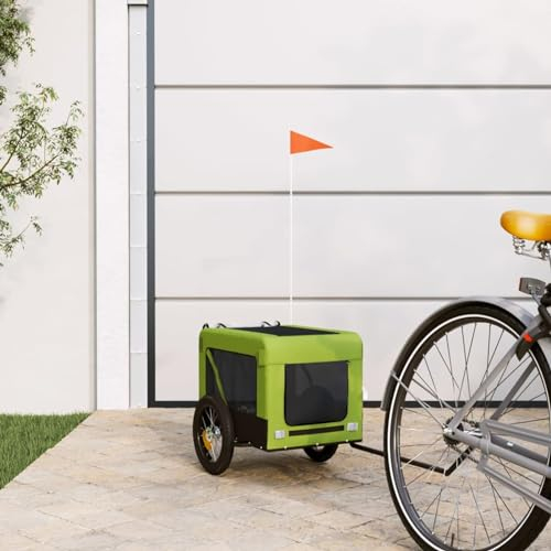 JUDYY Fahrradanhänger Hunde Grün und Schwarz Oxford-Gewebe und Eisen, Fahrrad Anhänger, Lastenanhänger, Handwagen, Fahrrad-lastenanhänger, Lastenfahrrad 93913