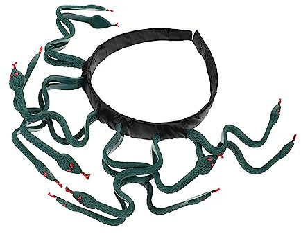 Beatifufu Medusa Schlangen Haarreif Kopfstück Robust Für Halloween Kinderparty Karneval Cosplay Kostüm Zubehör Tiefgrün