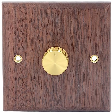 Natudeco Dimmer Switch Industry Glow Switch with Brass Knob Black Walnut Wood Dimming Switch for Home Lighting Control Fan Speed Adjustment
