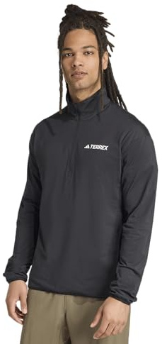 adidas Men's Terrex Multi Climawarm Half Zip Tech Fleece Sweatshirt, black, L