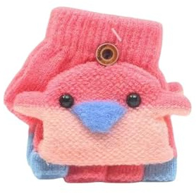 Fannyfuny Strickhandschuhe Kinder Handschuhe Junge Mädchen Halbfinger Fäustlinge Flip-Top Winterhandschuhe mit Plüschfutter Herbst Winter Fingerhandschuhe Kinderhandschuhe Weiche Warme für 1-3 Jahre