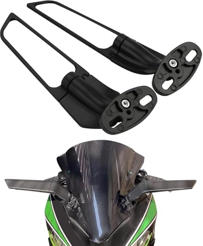 BIUGERCN Espejo Retrovisor Lateral Giratorio Moto Supersport de 360 Grados, Espejos Laterales para ER6F ER6 F ZX6R ZX6 R Ninja 400 Ninja 300 Ninja 250 GSXR 600 GSXR 750 GSXR 1000 Blanco