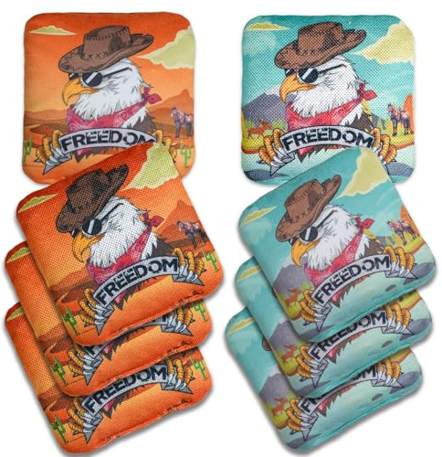 EunHo Cornhole Bags Regulation Dual Sided Set of 8, Professional Cornhole Bean Bags Slick & Sticky Side Bags with Carry Bag