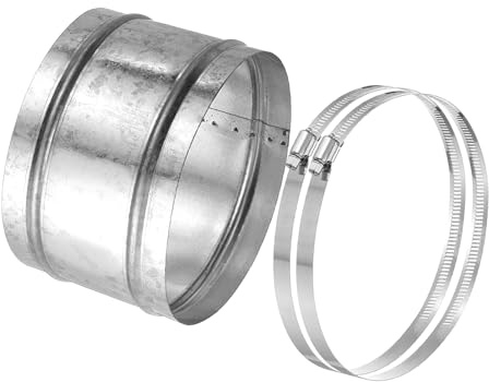 PATIKIL 160mm/6.3 Duct Connector, Galvanized Steel Duct Coupling Vent Coupler Dryer Pipe Coupling Hose Extension Connector with Duct Clamps for HVAC Exhaust Fan Vent Systems, 4 Long