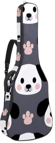 KengjuTesu 43 Zoll Akustikgitarre Softcase mit Rucksackgurt und 2 Taschen Cartoon Hundegesichter Keine Polsterung Rucksack Wasserdicht Oxford Tuch Bassgitarre Gigbag für Konzertgitarren, mehrfarbig,