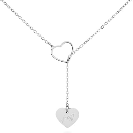 mondgold Y Kette mit Herzanhängern, Halskette in hochwertiger Geschenkbox, Symbolische Herzanhänger, Geschenkidee für Damen
