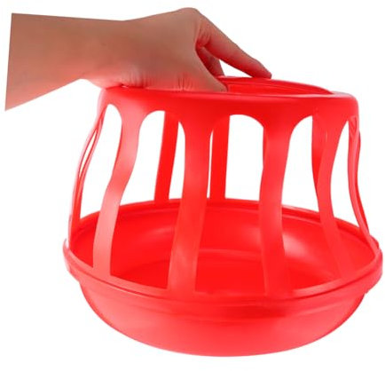 Mikikit Kunststofftrog Futterfass Futtertrog Bausatz Pavillon Hühnchenspielzeug Futterbehälter für Hühner Käfig Chicken Feeder tauben futtertrog Hühnerfutter Futtereimer für Hühner rot