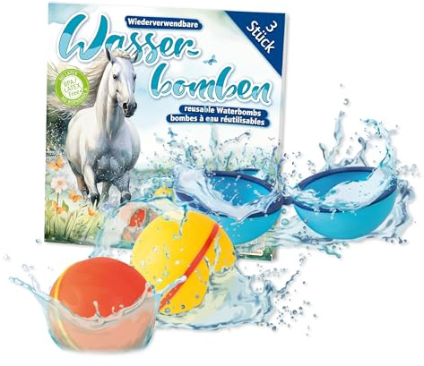 TapirElla Wasserballons 3er-Set – wiederverwendbar, Wasserbombe, Silikon, Magnetverschluss, Pferde Design, für Kinder & Erwachsene – Sommer Spielspaß für Garten, Pool & Outdoor Lutz Mauder