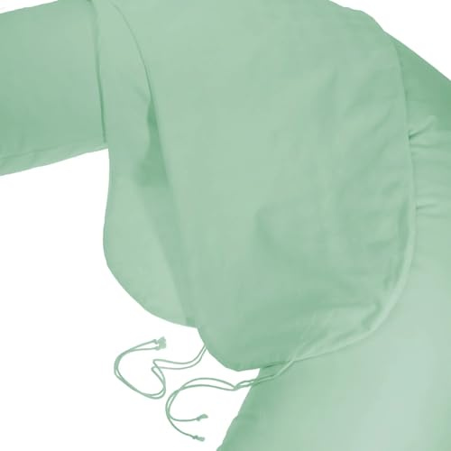Minky Mooh Funda de cojín de lactancia natural de 100% algodón orgánico – para tu cojín de lactancia XXL o almohada para dormir de lado – lavable a máquina a 60 °C – 190 cm de longitud, percal menta