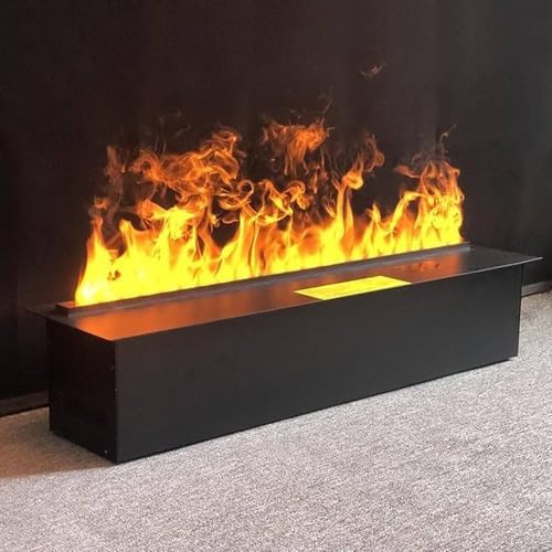 3D Décorer Cheminée atomisée Cheminée À Vapeur D'eau 3D En Acier Inoxydable, Cheminée Électrique Avec Télécommande Et Minuterie, Humidificateur Encastré 7 Couleurs, Remplissage D'eau Automatique(70cm/