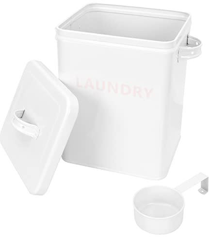 SAFIGLE Contenedor de Almacenamiento para Detergente Polvo Caja Organizador de Lavandería Bote de Hierro para Jabón de Lavado Diseño Moderno y Estiloso para Espacio