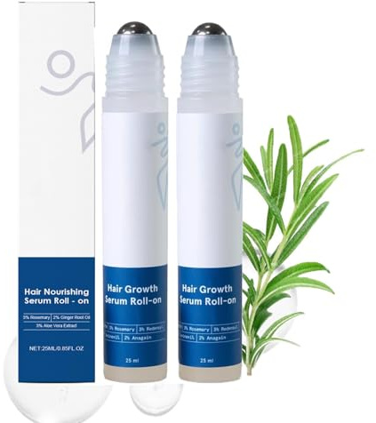 Hair Growth Serum Roll-On, Advanced Hair Growth Serum, Sérum de Croissance des Cheveux Roll On 3% de Romarin | Pour tous les Types de Cheveux (2 pièces)