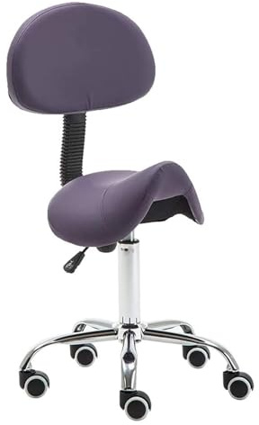 FXLUHAY Sattelhocker, Drehhocker Höhenverstellbar, Praxishocker Drehbar, Friseurhocker, Kosmetikhocker Arbeitshocker, Drehstuhl(Purple,No Back)