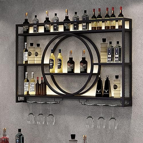 Soporte vertical para botellas de vino montado en la pared para vino y copas, elegante nizador de almacenamiento de vinoteca, perfecto para el hogar, bar, sala de estar y bodega.