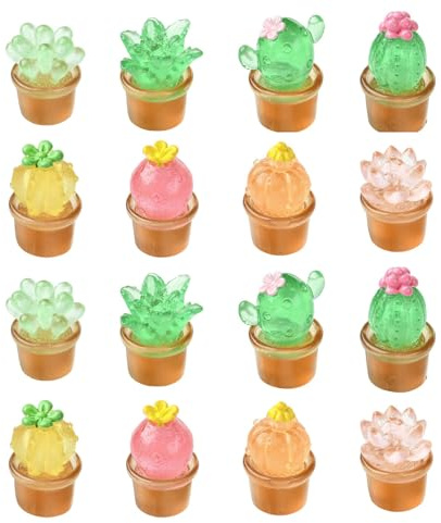 KitBeads 40Pcs 8 Styles Transparent Resin Cactus Miniature Ornaments Green Cacti Succulent Figures for DIY Dollhouse Fairy Garden Micro Landscape Decor