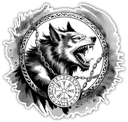 Samunshi® Fenrir der Wolf Aufkleber Autoaufkleber für Motorrad Fahrrad Roller oder Auto Wohnmobil SUV Geländewagen Wikinger Sticker Dog Dogo 25x25cm