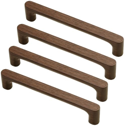 ZESLIV 4 st möbelhandtag av valnöt, dörrhandtag borrhålsavstånd 160 mm, stånghandtag för köksskåp, lådor och byrå