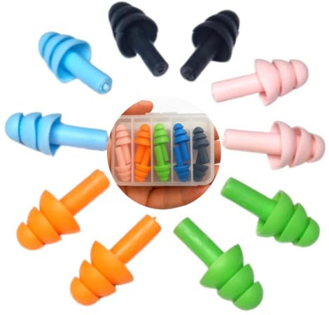 SJ essentials 5 Pairs Ear Plugs for Sleep Soft Silicone Ear Plugs for Sleeping Noise Cancelling Multicoloured (5)