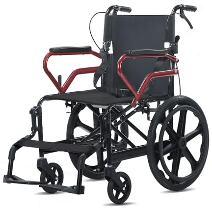 Klappbarer Rollstuhl, Sitzbreite 45 cm | Leichter Transportrollstuhl mit Selbstantrieb und pannensicheren Reifen | Geeignet für Personen bis 120 kg, für den Innen- und Außenbereich