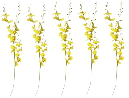 LLMWFA 5 fiori di Phalaenopsis for decorazioni nuziali, fiore artificiale giallo brillante 98 cm, simulazione orchidea Oncidium