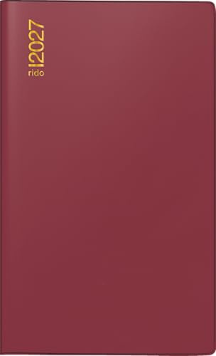 rido/idé 7046892297 Taschenkalender Mod. M-Planer 2027 A6, Kunststoff, bordeaux