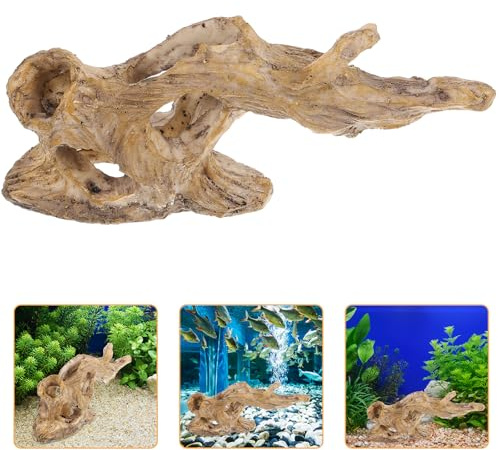 FRCOLOR Décoration Aquarium en Résine Solide, Abri Creux Imitation Tronc d'arbre Naturel, Souche Paysagère Résistante à l'usure pour Poissons, Cachette Décorative pour Aquarium Moyen